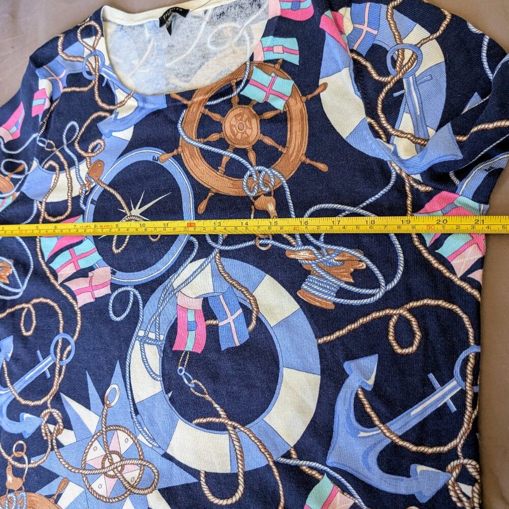 NWT Talbots Nautical Print Knit Cotton Blend X XL 14-16 Size Lightweight Sweater - Picture 8 of 12